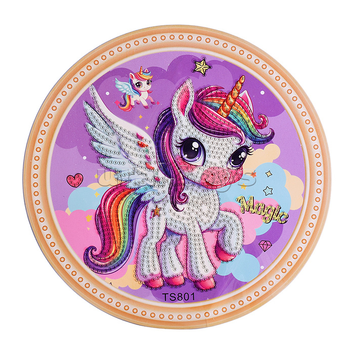 Мозаика алмазная "Красивый единорог" 20см