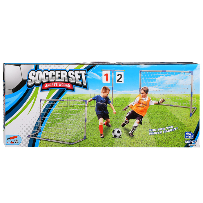 Ворота футбольные с табло, мячом и насосом, в коробке