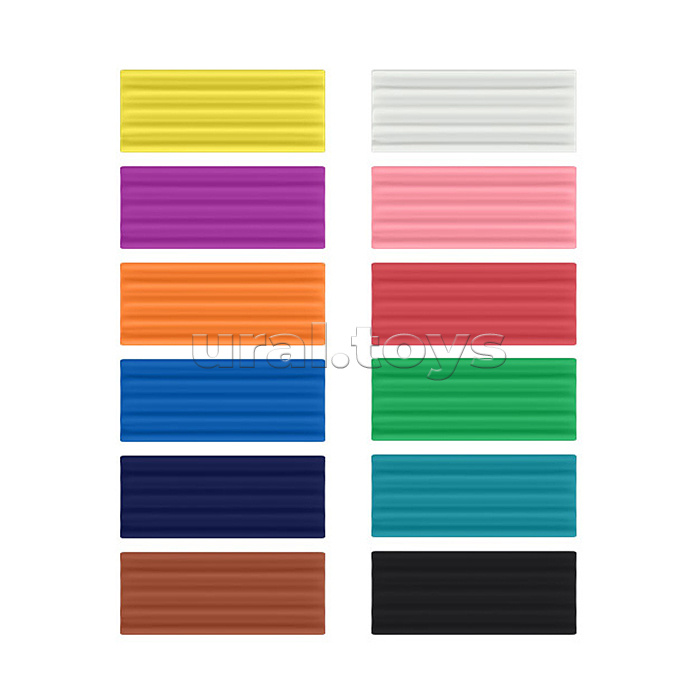 Пластилин классический Pointes 12 цветов со стеком, 180 г (в коробке 12 шт)