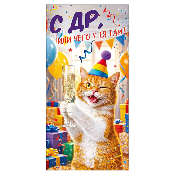 Конверт для денег "СДР, или чего у тя там!" (кот с бокалом шампанского)
