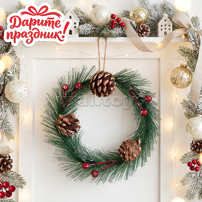 Новогоднее украшение Венок рождественский, 12 см.