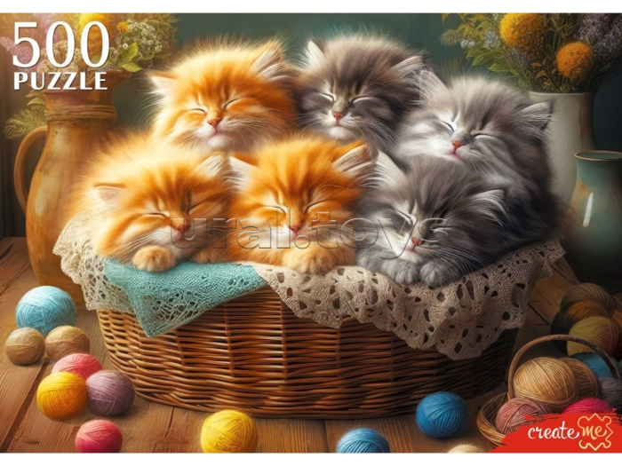 Пазлы 500 "Спящие котята"