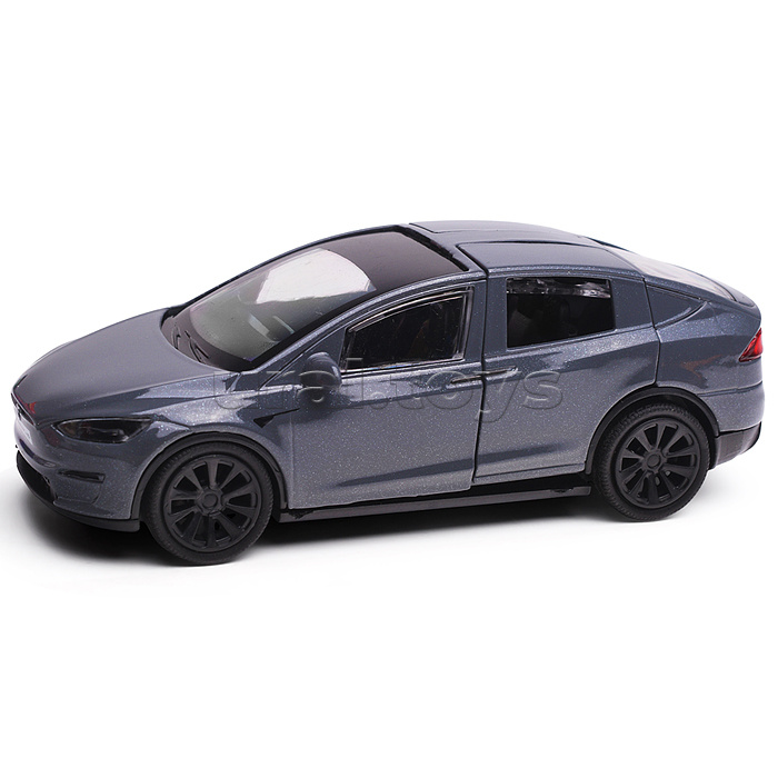 Машина металл. Tesla model x plaid 12 см, двери, серебр, в коробке Машина металл. Tesla model x plaid 12 см, двери, серебр, в коробке