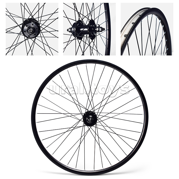 Колесо велосипедное 26" переднее, алюминий, диск 6-болт, с гайками