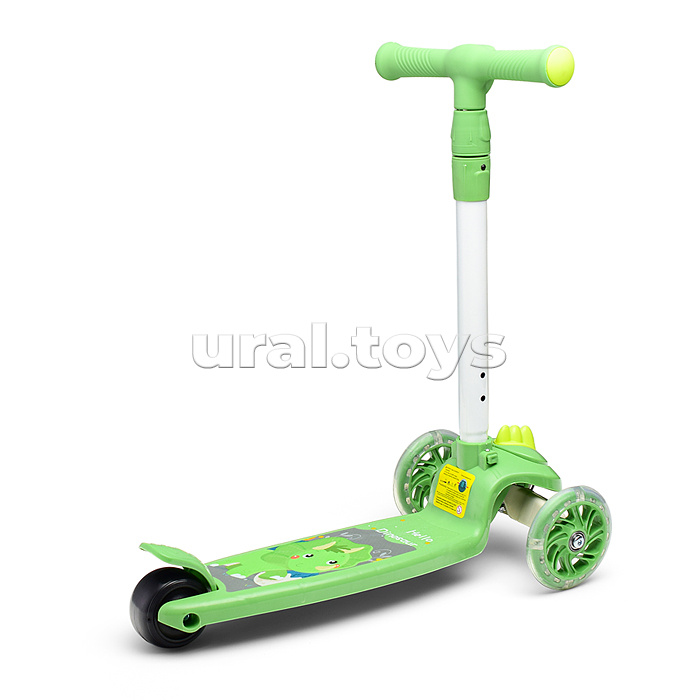 Самокат 3-х кол., зеленый, PU, в коробке
