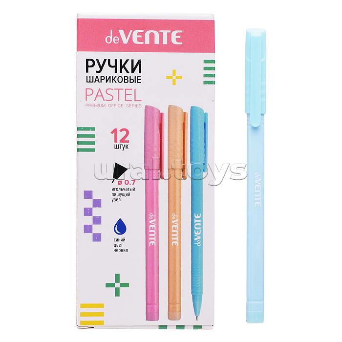Ручка шариковая "Triolino Pastel" d=0,7 мм, пастельный трехгранный корпус, рифлёная грип-зона, цвета корпуса - пастельное ассорти, сменный стержень, индивидуальная маркировка, в картонной коробке, синяя