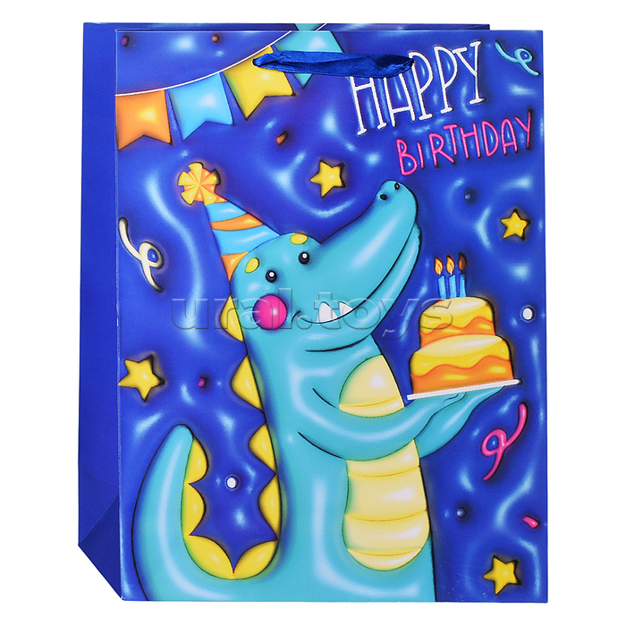 Пакет подарочный "Happy Birthday" 26*32*10,5 см