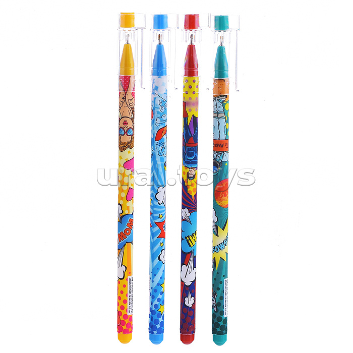 Ручка шариковая POP ART, синяя, чернила на масляной основе, пулевидный пиш. узел 0.7 мм, цветной пластиковый корпус, 4 дизайна, сменный стержень 130 мм, туба