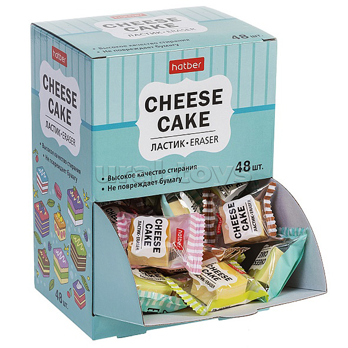 Ластик PVC Cheese cake/Чизкейк 48шт. в картонной дисплей-витрине