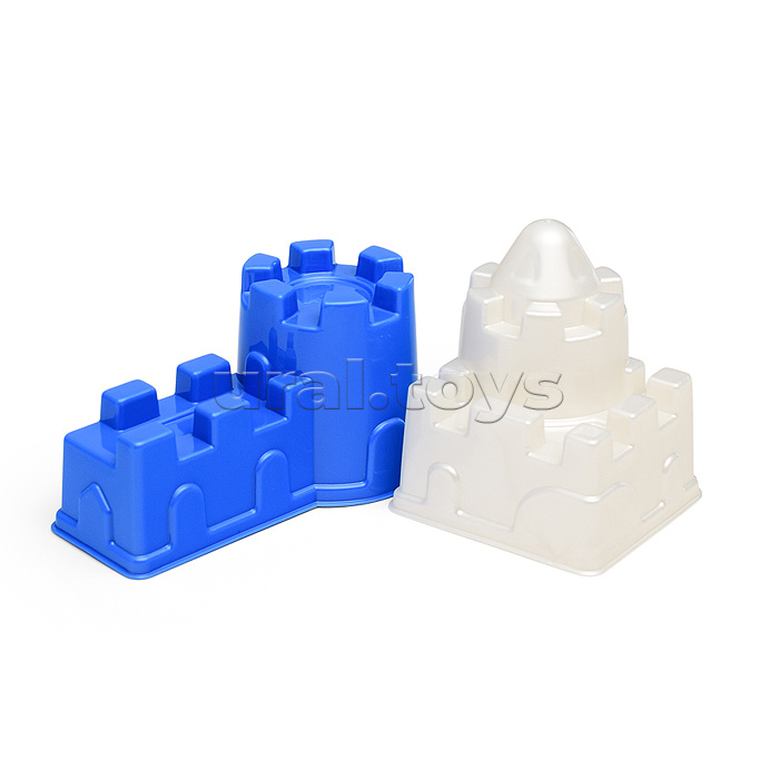 Песочный набор "Три кота и море приключений" №6: Ведро с наклейкой, лопатка №5, грабельки №5, формочки (замок мост + замок квадратный)