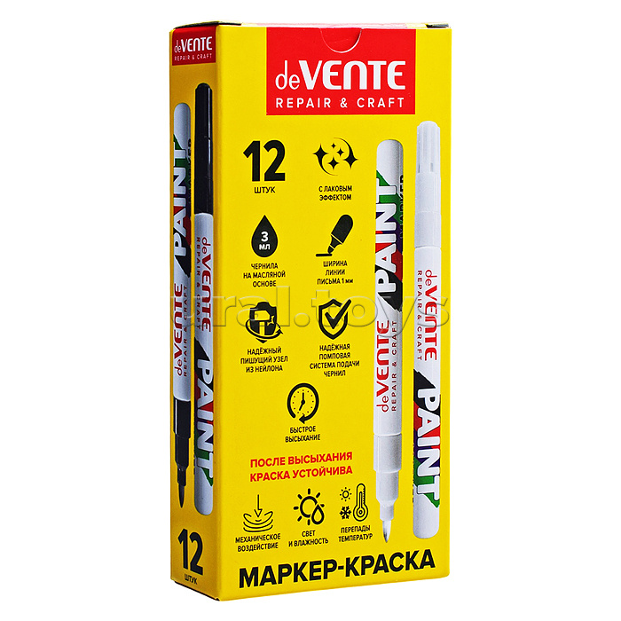 Маркер-краска "Repair & Craft" круглый алюминиевый корпус, пишущий узел 1,00 мм, нитро-основа, белый