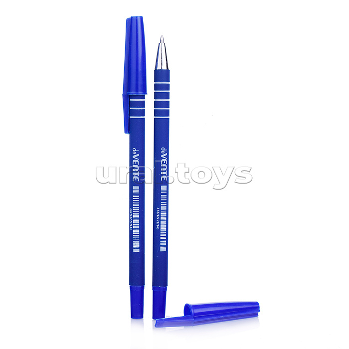 Ручка шариковая "Neoline" d=0,7 мм, с прорезиненным синим корпусом и металлическим наконечником, сменный стержень, индивидуальная маркировка, синяя