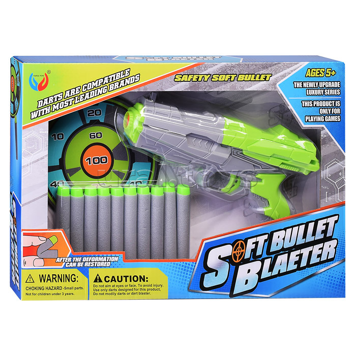 Набор Тир "Попади в цель!" с мягкими пулями и мишенью, в коробке