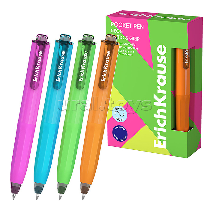 
Ручка шариковая автоматическая Poсket Pen Matic&Grip Neon 0.5, цвет чернил синий