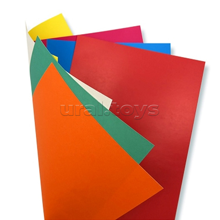 Картон цветной А4 7л. 7цв. двухсторонний мелованный папка "Веселый жираф"