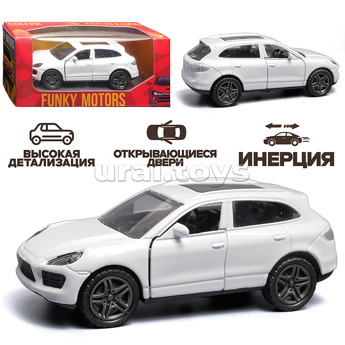 Белая инерционная машинка с люком на крыше die-cast , 1:32