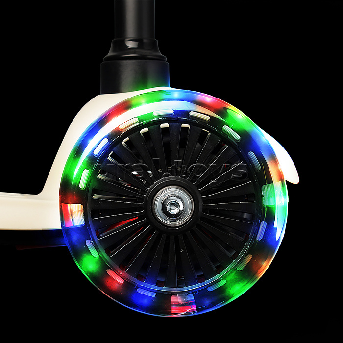 Самокат 3-х колесный ROCKET,колеса PU со светом, светящаяся стойка, ABEC 7, белый