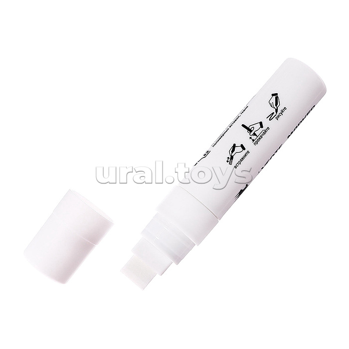 Маркер для обуви "Master Jumbo" круглый корпус увеличенного диаметра, скошенный наконечник, ширина линии письма до 14 мм, цвет - белый матовый, увеличенный запас чернил