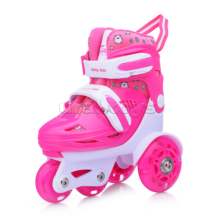 Ролики детские размер S, розово-белые