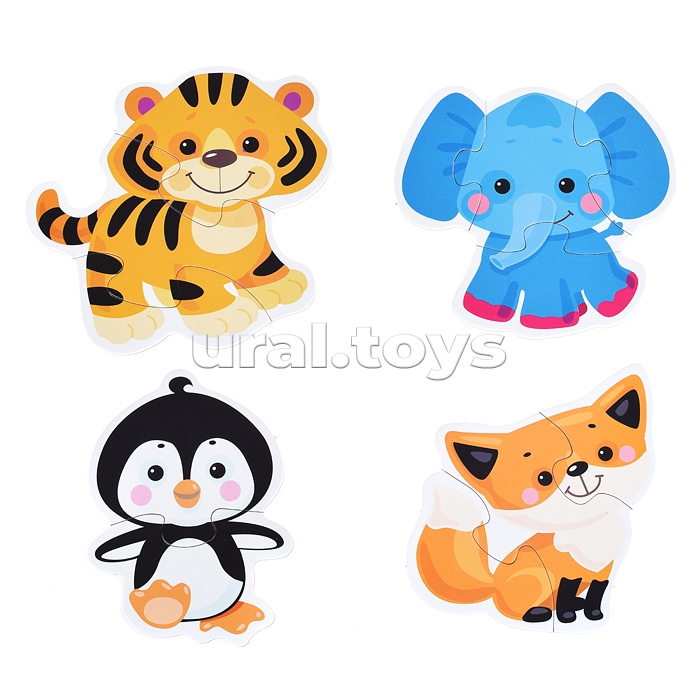 Пазлы контурные "Животные" Baby Toys