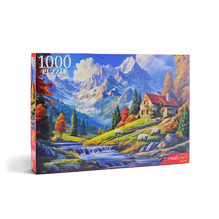 Пазлы 1000 "Пейзаж с овечками"
