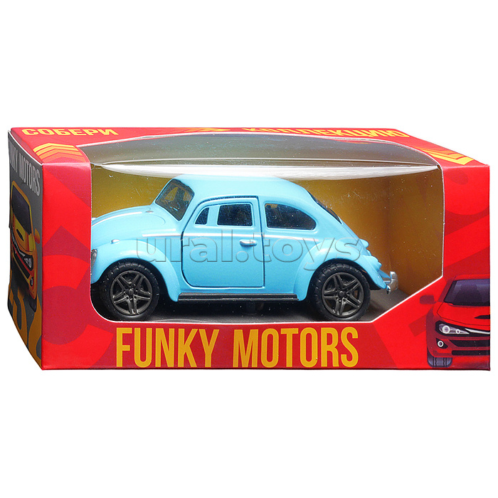 Светло-голубая инерционная машинка ретро die-cast , 1:32