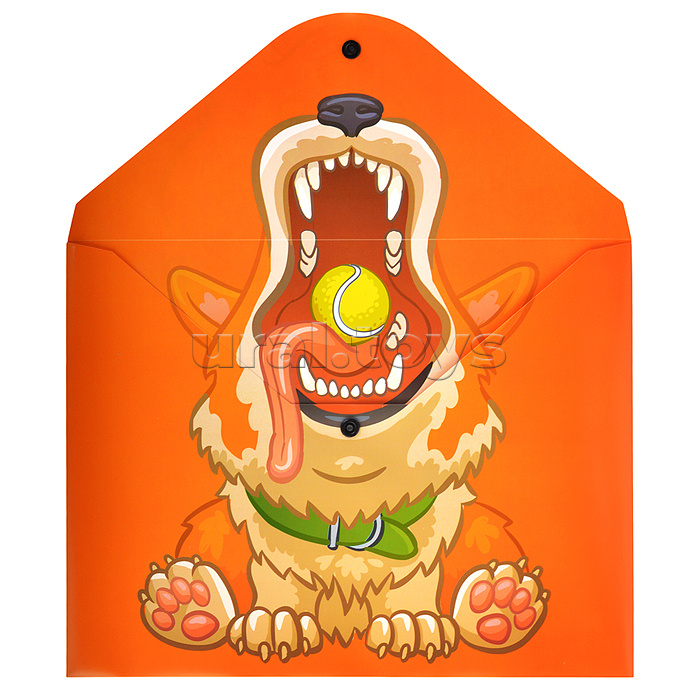 Папка-конверт на кнопке А4, пластик, "Корги" 180 мкм, двусторонняя печать