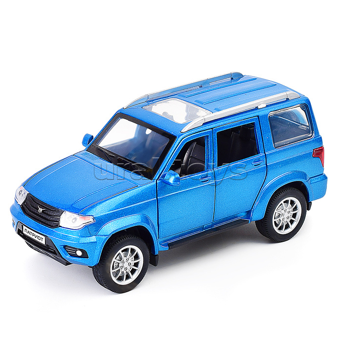 Машина металл UAZ Патриот 17,8 см, (двери, свет-звук, инерция, син,) в коробке