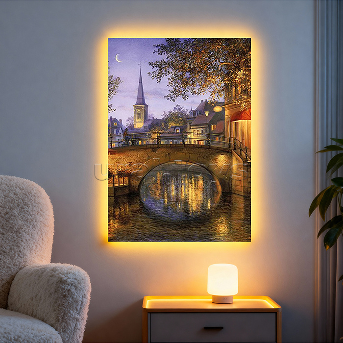 Мозаика алмазная "Сказочный вечер" (с гирляндой) 20*30см.