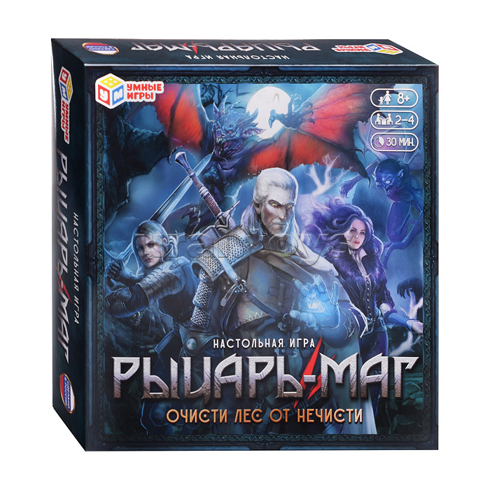 Настольная игра-ходилка квадрат "Рыцарь-маг. Очисти лес от нечисти" 40 карточек