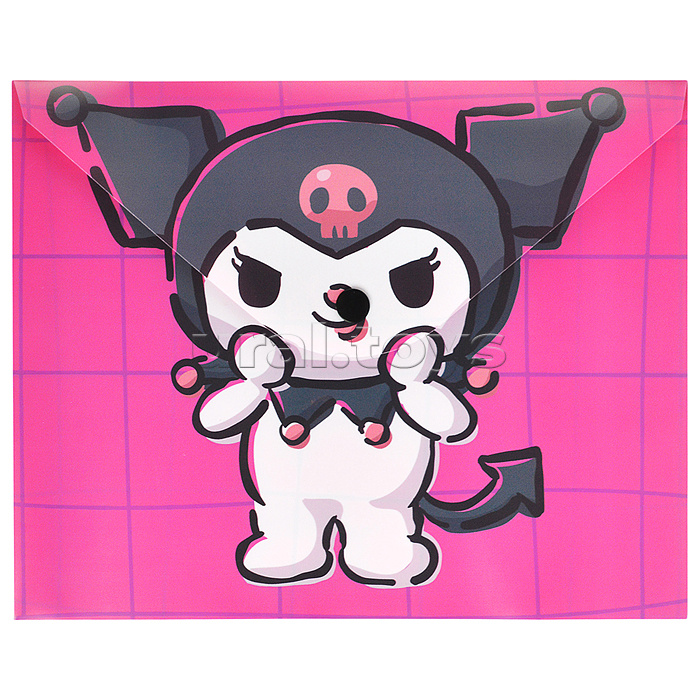 Папка-конверт на кнопке А5, пластик, "Куроми с леденцом" 180 мкм, двусторонняя печать Папка-конверт на кнопке А5, пластик, "Куроми с леденцом" 180 мкм, двусторонняя печать