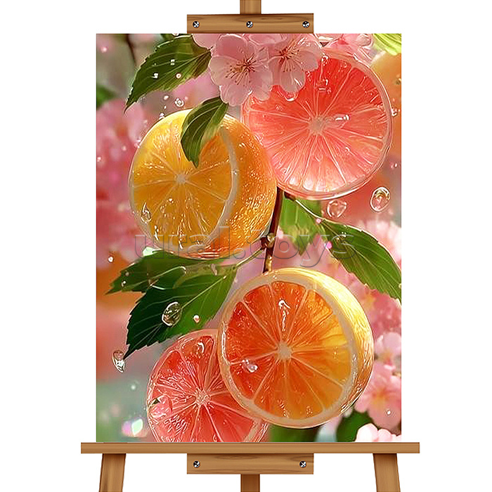 Мозаика алмазная "Апельсины в сакуре" 40*50 см.