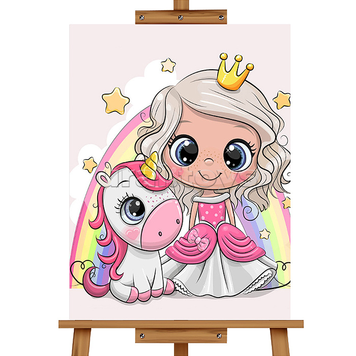 Мозаика алмазная "Принцесса и единорог" 20*30см.