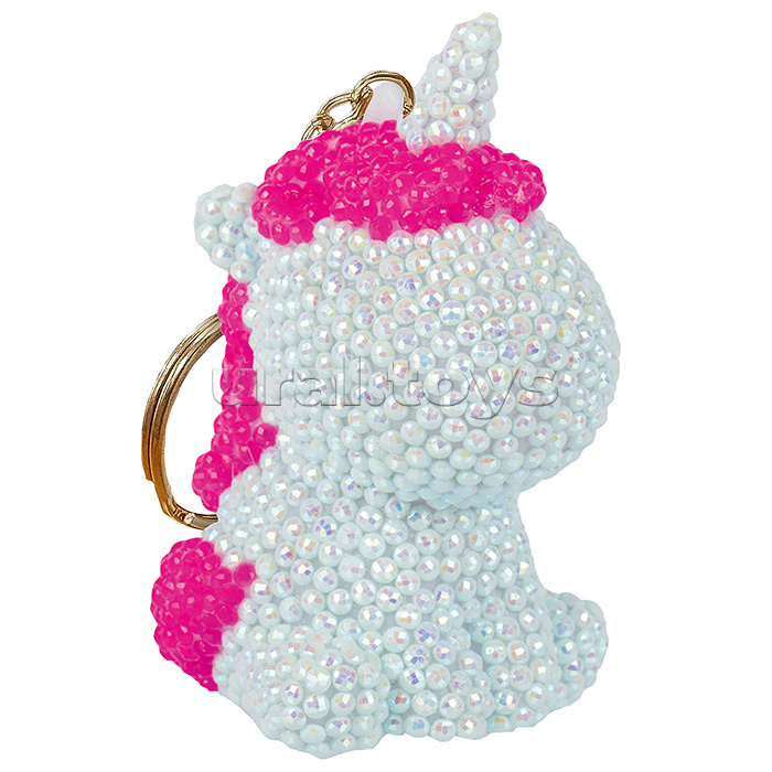 Кристальная (алмазная) мозаика брелок 5х8 "Голубая единорожка"