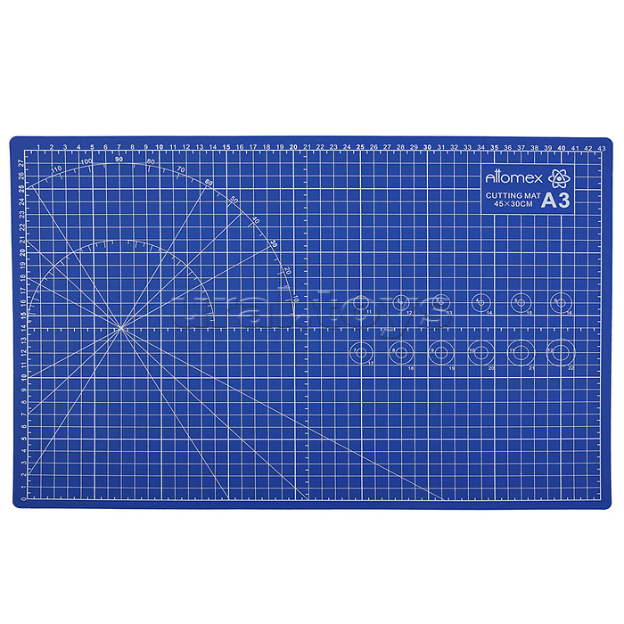Коврик для резки A3 (45x30 см) "Attomex" непрорезаемый, толщина 2 мм, двухсторонний, трехслойный, синий