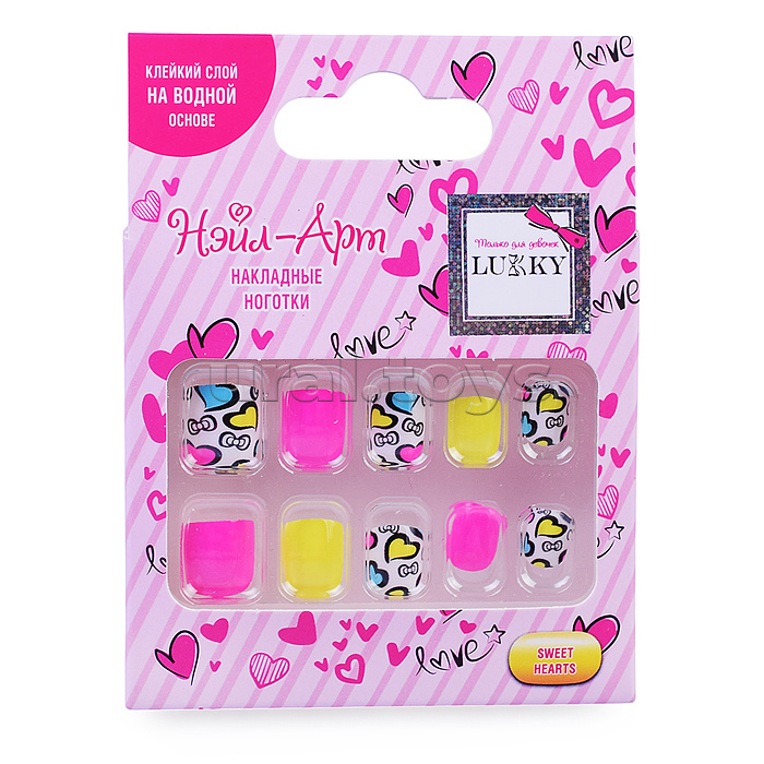 Набор накладных ногтей Sweet Hearts на клеевой основе,10 шт. Lukky Love Collection Нэйл-Арт