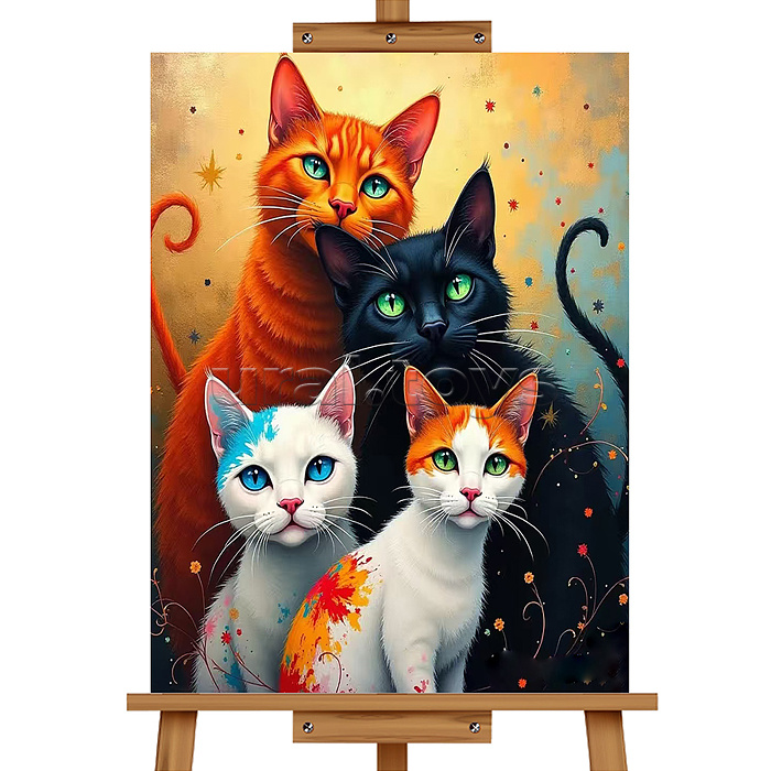 Мозаика алмазная "Семейство кошачьих" 20*30см.