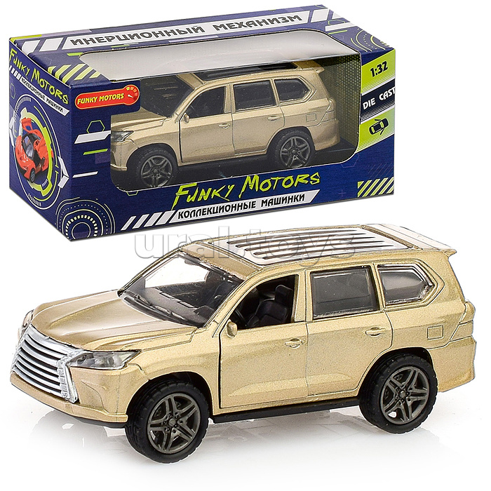 Золотая инерционная машинка Внедорожник die-cast,1:32, открывающиеся двери
