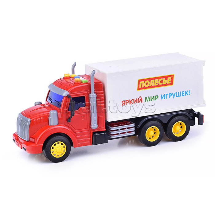 Автомобиль-фургон "Профи" инерционный (со светом и звуком) (красно-белый) (в коробке)