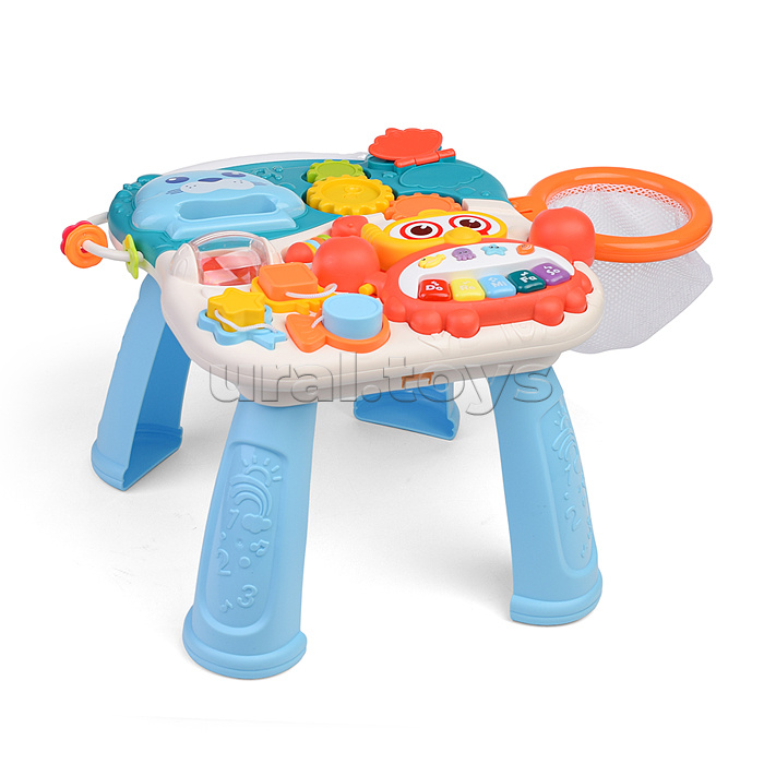 Игровой центр-Каталка "Вместе весело" голубой, на батарейках, в коробке