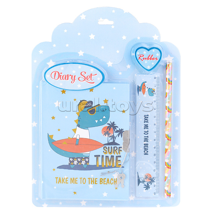 Набор канцелярский "Динозаврик" 4 предмета ассорти