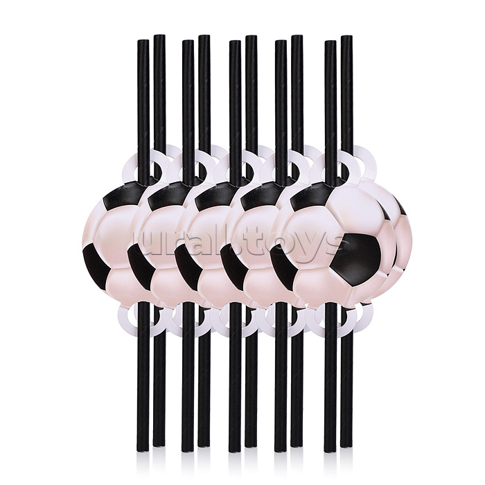 Набор посуды одноразовой "Футбольный мяч" трубочки (10 шт)