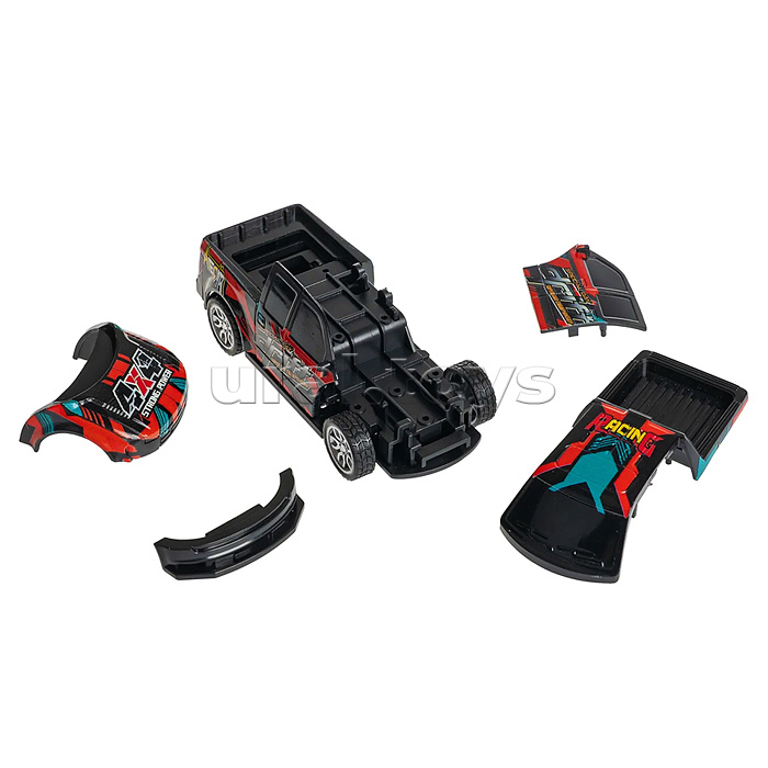 Машинка пластмассовая инерционная "Авария на трассе" Пикап (pull back) ВОХ 15,2х7,5х7,5см,