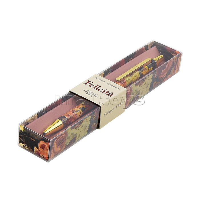 Ручка металлическая "Flora. Lush Bouquet" шариковая, 0,7 мм, синяя, в подарочной упаковке