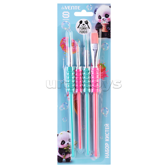 Набор кистей "Yummy Panda" 4 шт (синтетика круглые № 4, 8, 12, плоская № 10) ручка с эргономичным грипом Soft Touch, окрас волоса, ручки и грипа в ярких зеленом и оранжевом цветах, в картонном блистере Набор кистей "Yummy Panda" 4 шт (синтетика круглые № 4, 8, 12, плоская № 10) ручка с эргономичным грипом Soft Touch, окрас волоса, ручки и грипа в ярких зеленом и оранжевом цветах, в картонном блистере