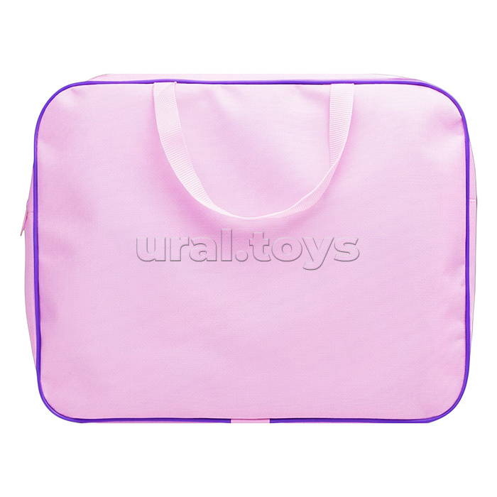 Папка школьника А4 с ручками + твердое дно, широкая, ткань, дизайн 335/260/60 "Кошечка балерина"