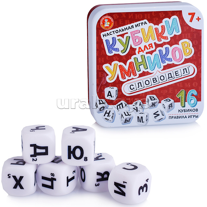 Настольная игра "Кубики для умников" Словодел (жестяная коробочка)