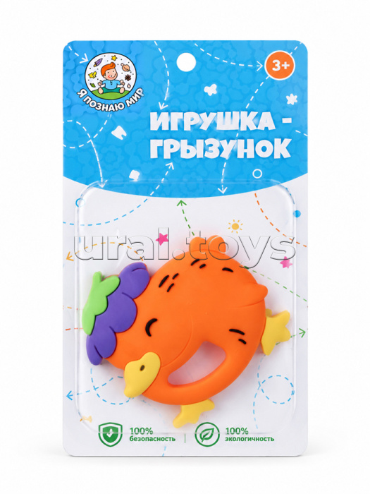 Игрушка-грызунок "Уточка" на листе