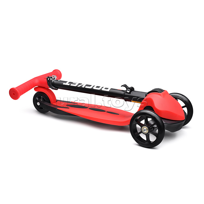 Самокат трёхколёсный ROCKET колёса PU, цвет красный