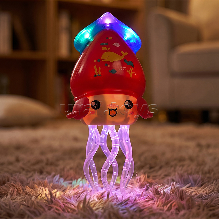 Музыкальная игрушка на батар "Милый кальмарчик" (свет, звук) в коробке